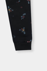 Cozy Floral Black Hoodie and Jogger Set