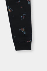 Cozy Floral Black Hoodie and Jogger Set