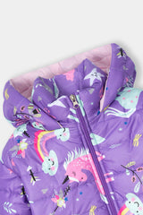 Kids’ Unicorn Print Puffer Jacket