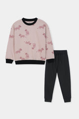 Cozy Jungle Vibes Boys' Set – Pink Tiger Print & Black Joggers (unisex)