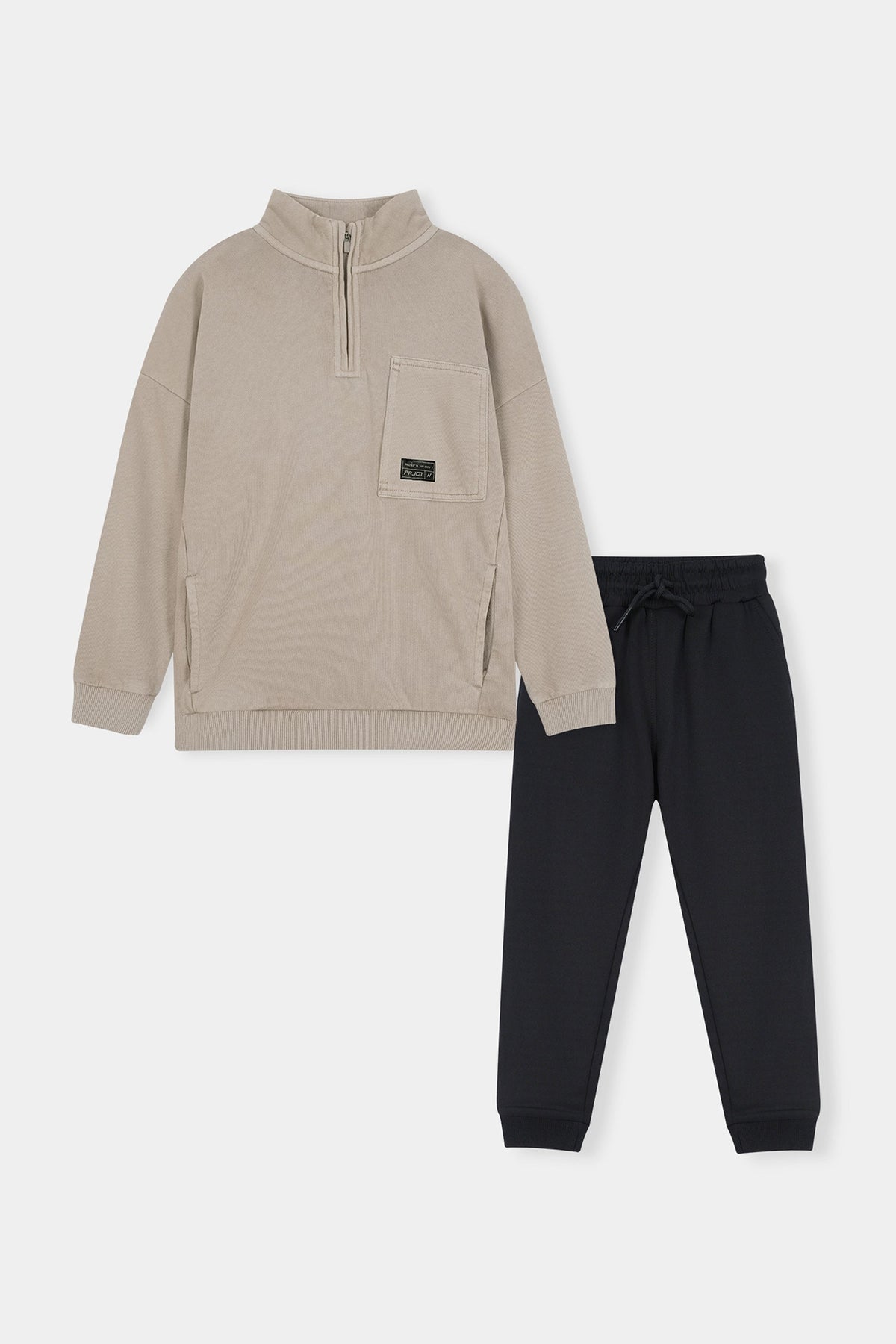 Neutral Zip-Up Sweatshirt & Jogger Set