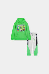 Minecraf Hoodie and Jogger Set – Vibrant Green and Gray Comfort Wear