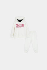 White Hoodie & Joggers Set – "PRJ:TRL Project: Trail Running" Graphic Tracksuit (unisex)