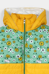 Girls Yellow Printed Hoodie Jacket girls
