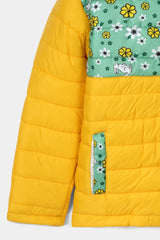 Girls Yellow Printed Hoodie Jacket girls