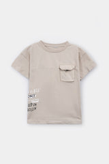 Boys Flip Pocket Printed Cotton T-Shirt