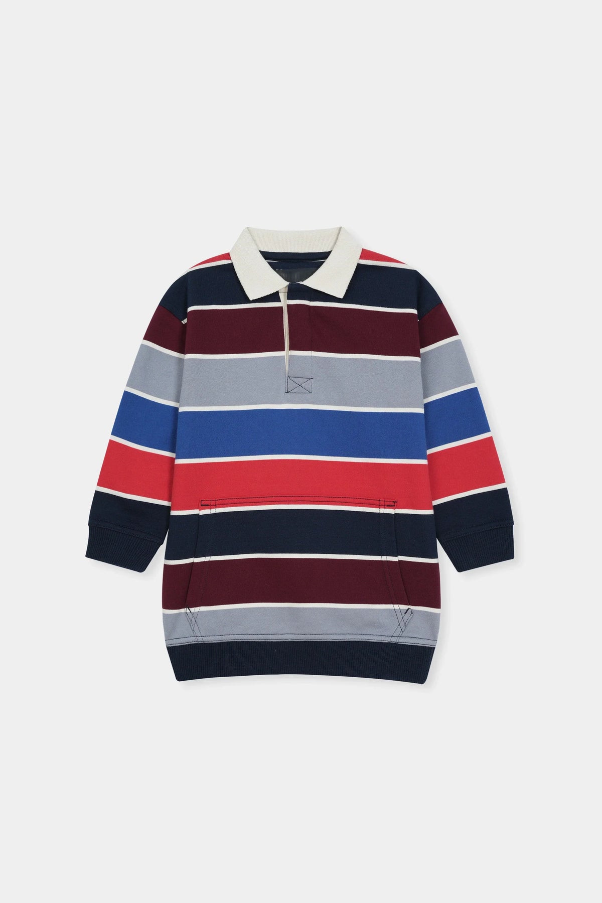 Multi-Stripe Polo Sweatshirt