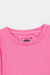 Girls Fashion Soft Cotton Pink Rib T-Shirt