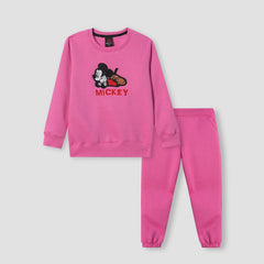 Girls Soft Cotton Mickey Embroidered Fleece Suit