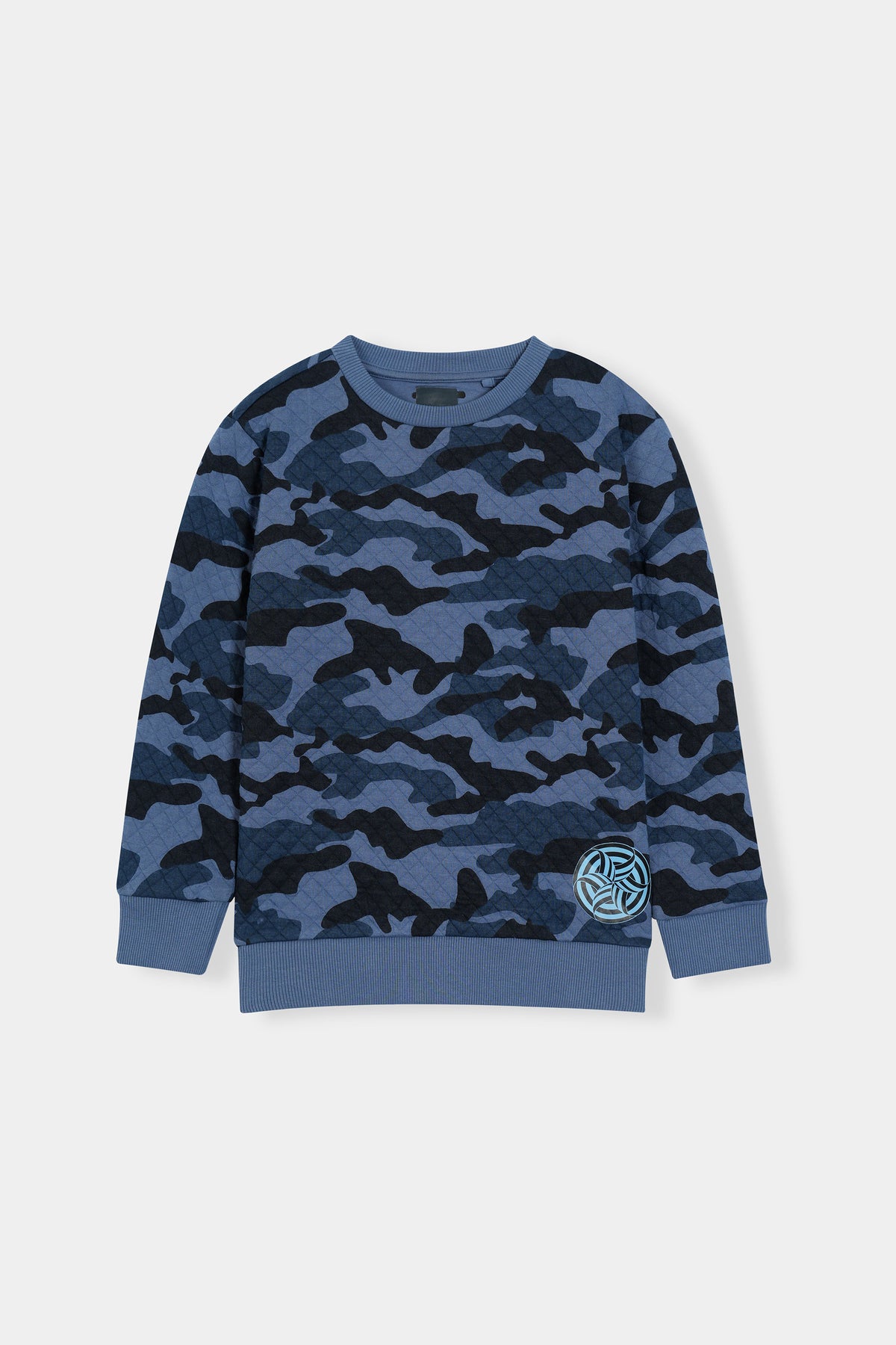 Blue Camo Quilted Crewneck Sweatshirt