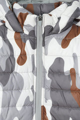 Children’s Quilted Puffer Jacket with Camouflage Print and Hood