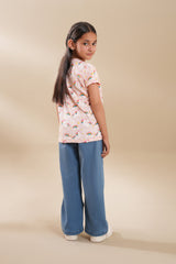 Girls Soft Cotton allover Unicorn Print T Shirt