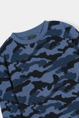 Blue Camo Quilted Crewneck Sweatshirt