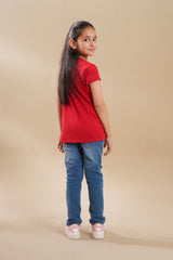 Girls Soft Cotton Heart T Shirt