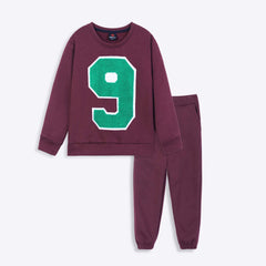 Kids Soft Cotton Embroidered Fleece Suit