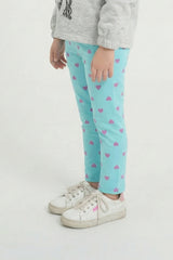 Girls Soft Cotton All over Heart Printes Lycra Tight