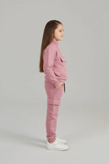 Dusty Rose Utility Tracksuit – Trendy Comfort with Cargo Style