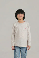 Casual Cotton-Blend Long Sleeve T-Shirt – Light Grey