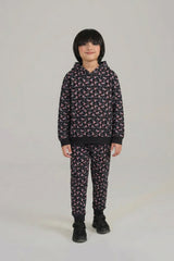 Boys Unicorn Print Hoodie & Joggers Set – Black & Pink