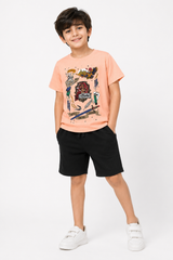 Gryffindor Printed T-Shirt with Black Jersey Shorts Set for Kids