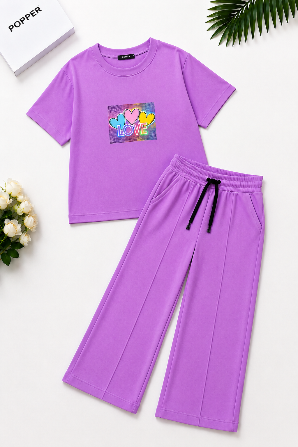 Girls’ LOVE Heart Lavender Co-Ord Set