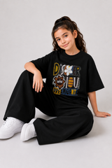 Black Disorder Graphic Drop-Shoulder Co-Ord Set