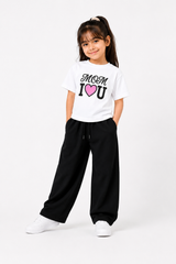 Mom I Love You White &amp; Black Co-Ord Set