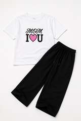Mom I Love You White &amp; Black Co-Ord Set