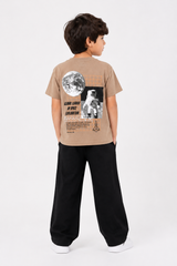 Space Explorer Graphic T-Shirt & Black Wide-Leg Trouser Set