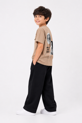 Space Explorer Graphic T-Shirt & Black Wide-Leg Trouser Set