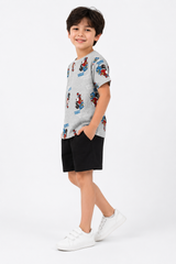 Sonic Printed T-Shirt with Black Shorts Set