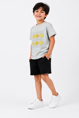 Smile Everyday Embossed T-Shirt with Black Shorts Set