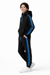 Kids Black &amp; Blue Fleece Tracksuit Set – Hoodie &amp; Joggers