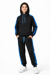 Kids Black &amp; Blue Fleece Tracksuit Set – Hoodie &amp; Joggers