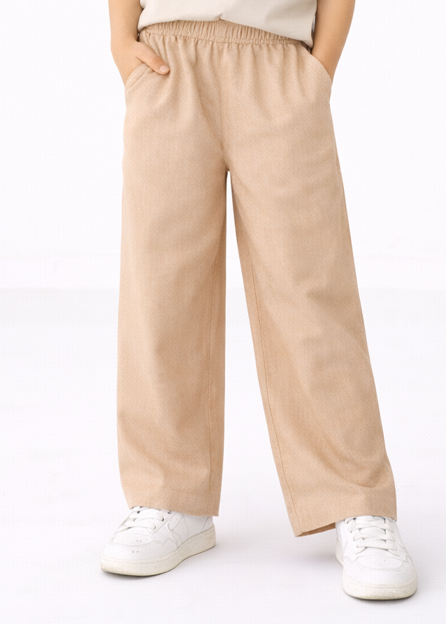 Kids Wide-Leg Beige  Pant
