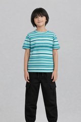 Striper Printed T Shirt with Black Cargo Trouser