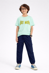 Batman Printed T Shirt with Navy Cargo Trouser
