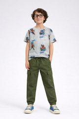 Sonic Printed T Shirt with Green Cargo Trouser