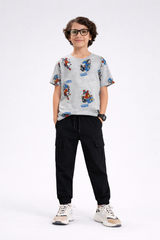 Sonic Printed T Shirt with Black Cargo Trouser