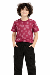 All Over Printed Red Shirt with Black Cargo Trouser