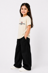 Girls Beige "Outfit So Cute" – Premium Cotton Casual Set