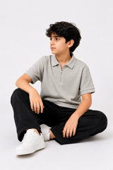 Kids Classic stone Grey Polo Shirt