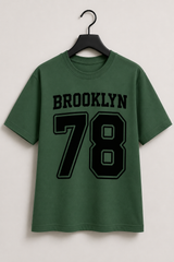 Brooklyn 78 Dark Sage Green Graphic T-Shirt for Kids