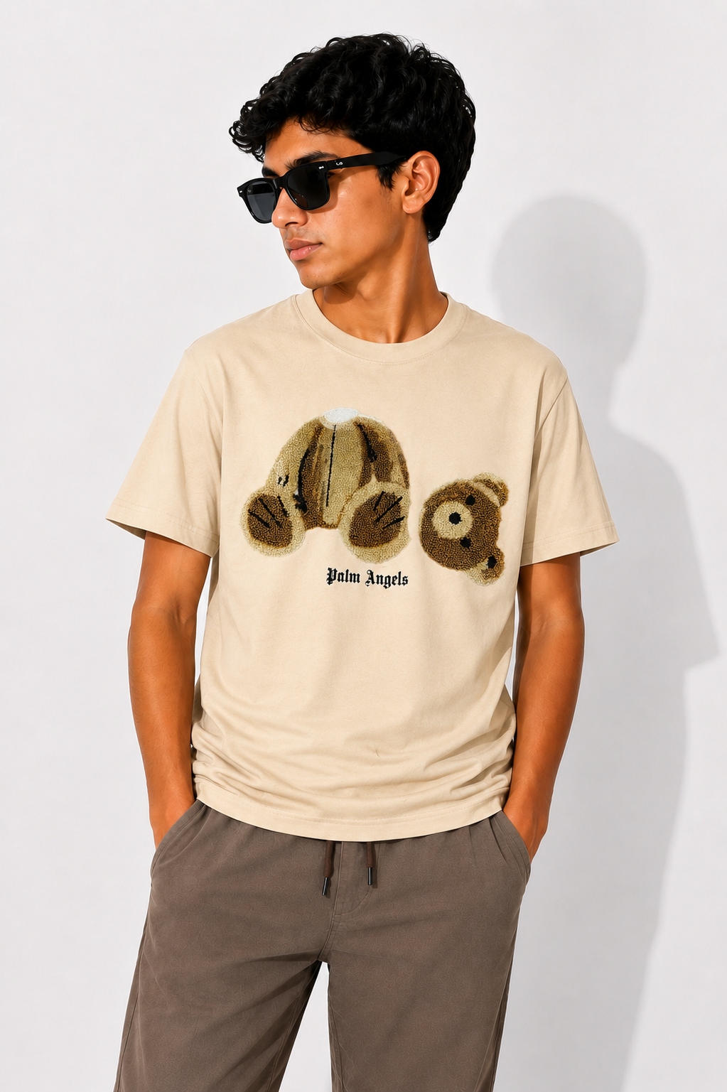 Teddy Plush Graphic Tee – Sand Beige