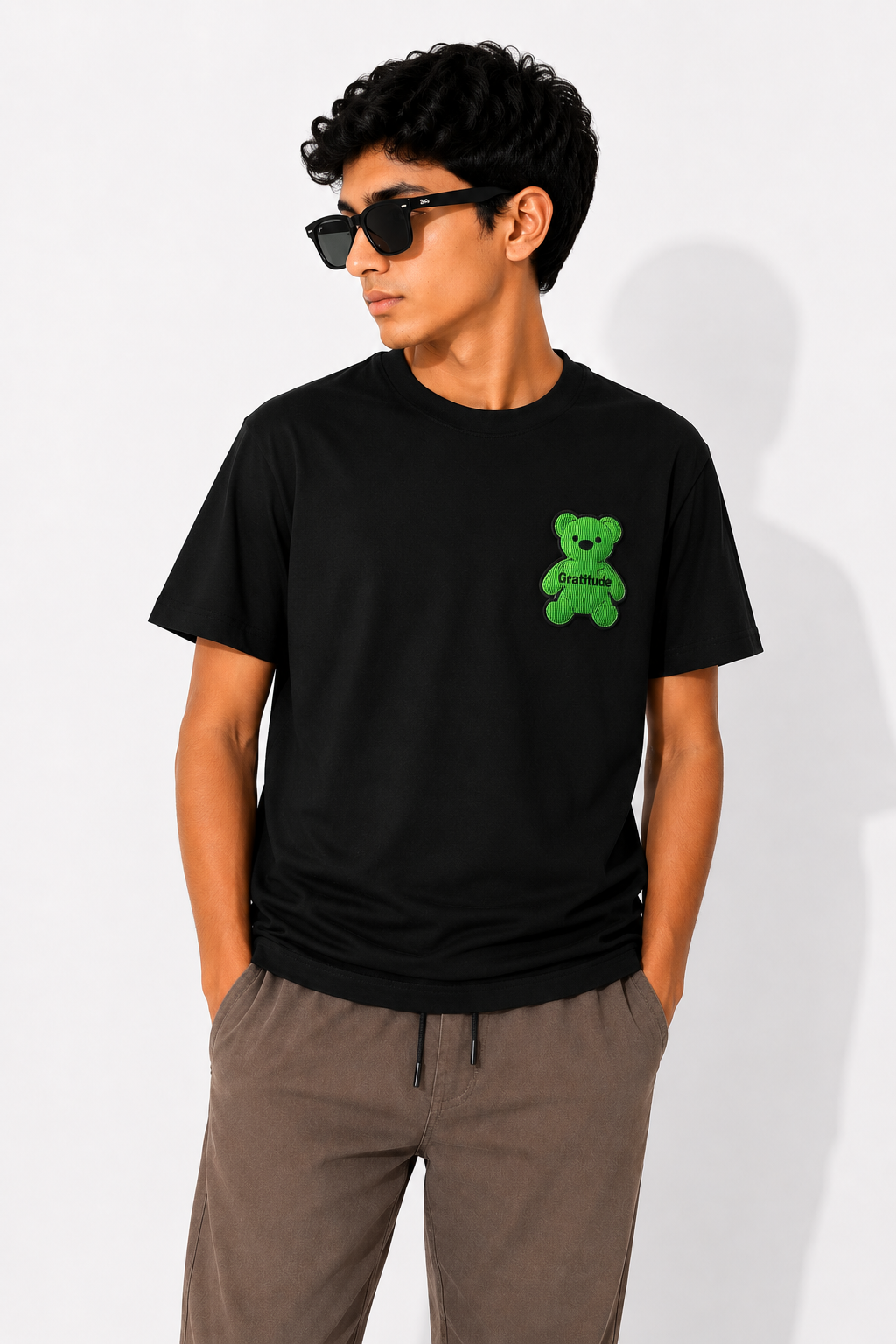 Gratitude Bear Pocket Tee – Black