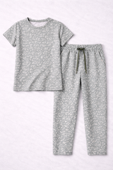 Kids Grey Floral Print T-Shirt Trouser Set