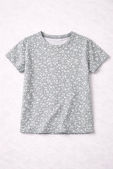 Kids Grey Floral Print T-Shirt Trouser Set