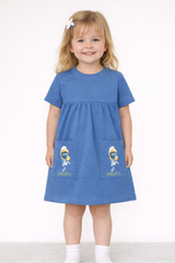 Girls Sky Blue Smurfs Pocket Dress