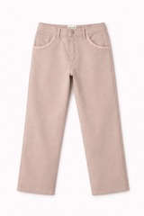 Girls Dusty Pink Cotton Pants with Lace Pocket