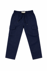 Kid's Navy Blue Cargo Pants – Casual Elastic Waist Utility Trousers